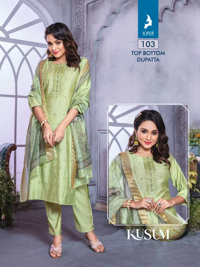 Kusum By Kaya Vatican Silk Kurti With Bottom Dupatta Suppliers In India